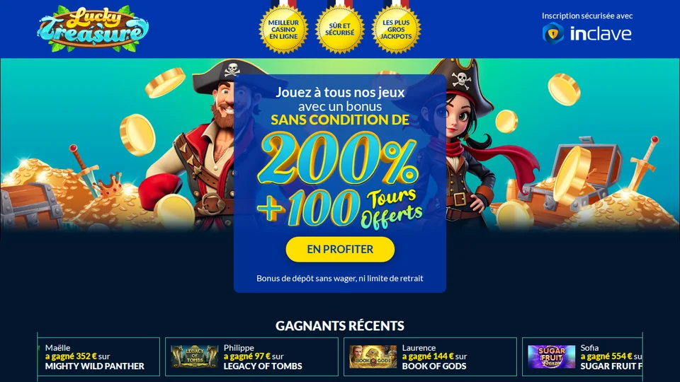 Aperçu du site Lucky Treasure